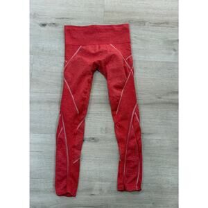 Athleta Embodiment Seamless Tights Crop Yoga Leggings High Waist Coral Red Med